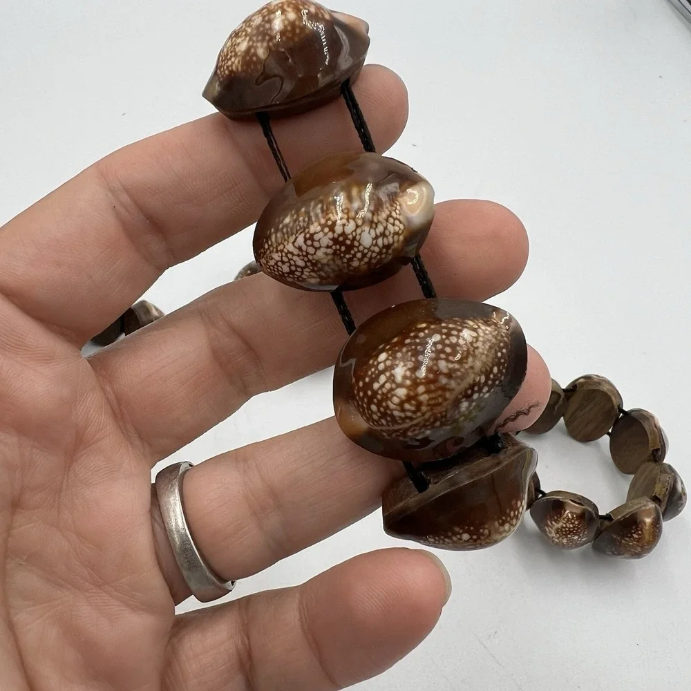 Set of 5 Shell‎ & Wood Napkin Rings Boho Coastal Island Style Table Decor